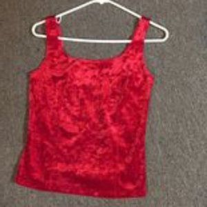 Red Crushed Velvety Tank Top